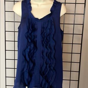 Ann Taylor LOFT Sapphire Blue Ruffled Blouse